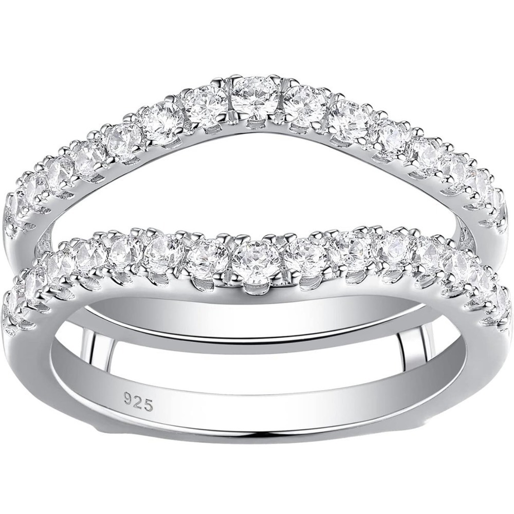 Moissanite Diamond Enhancer Ring Guard Wedding Band Anniversary 925 18k - Picture 10 of 11